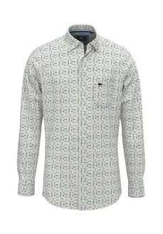 FYNCH-HATTON Langarmhemd Casual Fit Combi Print Grün/Dunkelblau