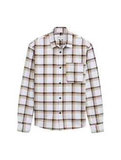 TOM TAILOR Langarmhemd Relaxed-Fit Freizeithemd Weiß/Beige/Braun TOM TAILOR Langarmhemd Relaxed-Fit Freizeithemd Weiß/Beige/Braun