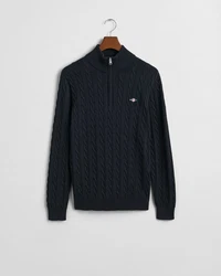 Gant Strickpullover Troyer COTTON CABLE HALF ZIP Dunkelblau/Schwarz