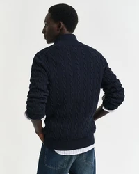 Gant Strickpullover Troyer COTTON CABLE HALF ZIP Dunkelblau/Schwarz