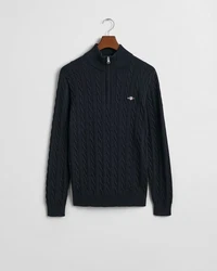 Gant Strickpullover Troyer COTTON CABLE HALF ZIP Dunkelblau/Schwarz