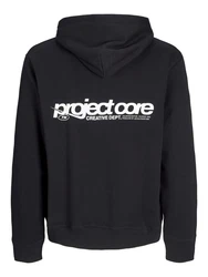 Jack & Jones Sweatshirt Hoodie JCOUNION PRINT SWEAT HOOD NOOS Schwarz/Dunkelgrau