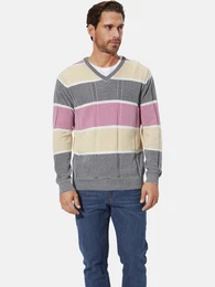 V-Ausschnitt-Pullover ONIR mit Strukturmuster