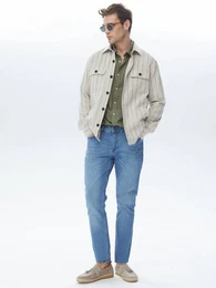 KP Regular-fit-Jeans Indigo Slim Fit Denim Baumwollmischung Hose