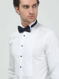 KP Langarmhemd Weie Slim Fit Doppel-Manschette Pferde-Kragen Smokinghemden