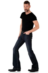 Comycom Bootcut Jeans Herren ROOTS Schwarz/Rosa/Blau