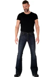 Comycom Bootcut Jeans Herren ROOTS Schwarz/Rosa/Blau