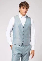 Roy Robson Anzugweste Slim Fit Hellblau/Blau/Grau