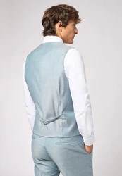 Roy Robson Anzugweste Slim Fit Hellblau/Blau/Grau