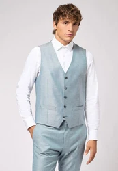 Roy Robson Anzugweste Slim Fit Hellblau/Blau/Grau