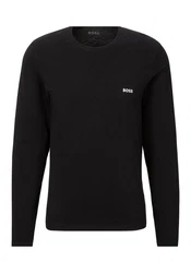 BOSS Langarmshirt R-Neck Classic 3-tlg (Logo-Schriftzug) Braun/Beige/Weiß/Dunkelblau
