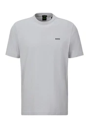 Rundhalsshirt Tee mit gummiertem Kontrast-Logo