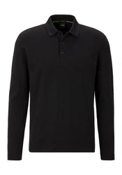 BOSS GREEN Langarm-Poloshirt Plisy grün