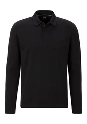 BOSS GREEN Langarm-Poloshirt Plisy grün