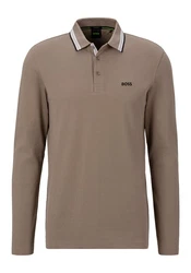 BOSS GREEN Langarm-Poloshirt Plisy grün