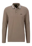 BOSS GREEN Langarm-Poloshirt Plisy grün