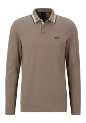 BOSS GREEN Langarm-Poloshirt Plisy grün
