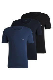 BOSS T-Shirt TShirtRN 3P Classic mit Stickerei Dunkelblau/Blau