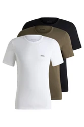 BOSS T-Shirt TShirtRN 3P Classic mit Stickerei Beige/Dunkelblau/Weiß/Braun
