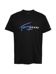 Tommy Jeans Kurzarmshirt TJM REG SIGNTR DNA TEE EXT Mit Rundhalsausschnitt Schwarz/Hellblau