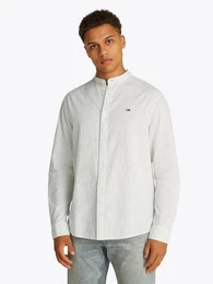 Langarmhemd TJM LINEN MIX BND STP SHRT EXT Mit Rundhalsausschnitt