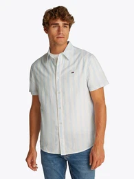 Kurzarmhemd TJM REG LINEN BLEND STP SS SHIRT Mit Rundhalsausschnitt