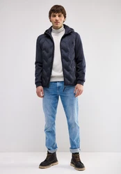 STREET ONE MEN Steppjacke mit Kapuze Dunkelblau