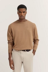 bugatti Rundhalspullover Khaki/Braun/Gelb/Beige