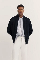 bugatti Strickjacke mit Reißverschluss Schwarz/Braun/Grau/Creme/Hellblau/Dunkelblau