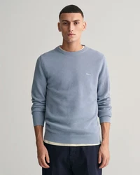 Gant Strickpullover COTTON PIQUE C-NECK Blau/Hellblau/Grau