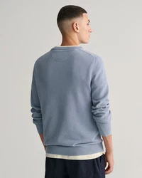 Gant Strickpullover COTTON PIQUE C-NECK Blau/Hellblau/Grau