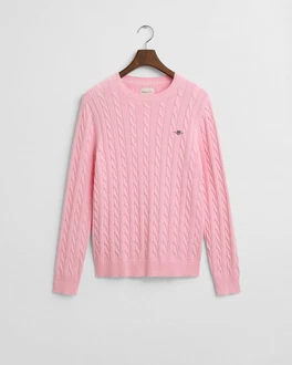 Gant Strickpullover COTTON CABLE C-NECK Rosa/Lila
