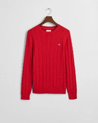 Gant Strickpullover COTTON CABLE C-NECK Rot