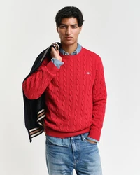 Gant Strickpullover COTTON CABLE C-NECK Rot