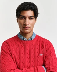Gant Strickpullover COTTON CABLE C-NECK Rot