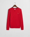 Gant Strickpullover COTTON CABLE C-NECK Rot