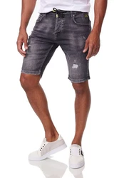 Denim House Jeansbermudas im Destroyed Look mit Stretch Schwarz