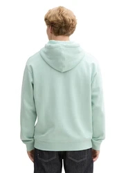 TOM TAILOR Sweatshirt Hoodie mit Logo Print dunkelgrau / mint