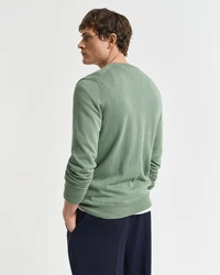 Gant Strickpullover CLASSIC COTTON V-NECK Dunkelgrün/Grün
