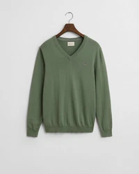Gant Strickpullover CLASSIC COTTON V-NECK Dunkelgrün/Grün