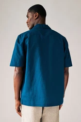 Next Kurzarmhemd mit Kubakragen Blau/Hellblau