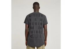 G-STAR T-Shirt Text Back Overdyed Lash Dunkelgrau/Hellgrau/Khaki/Grau/Schwarz