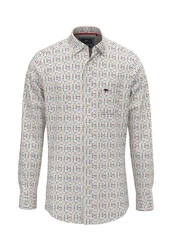 FYNCH-HATTON Langarmhemd Casual Fit Combi Print Beige/Weiß/Mischfarben/Creme