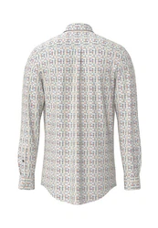 FYNCH-HATTON Langarmhemd Casual Fit Combi Print Beige/Weiß/Mischfarben/Creme