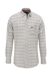 FYNCH-HATTON Langarmhemd Casual Fit Combi Print Beige/Weiß/Mischfarben/Creme