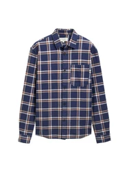 TOM TAILOR Langarmhemd Relaxed-Fit Freizeithemd Blau/Dunkelblau/Hellblau