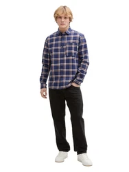 TOM TAILOR Langarmhemd Relaxed-Fit Freizeithemd Blau/Dunkelblau/Hellblau