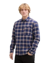 TOM TAILOR Langarmhemd Relaxed-Fit Freizeithemd Blau/Dunkelblau/Hellblau