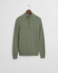 Gant Strickpullover Troyer COTTON CABLE HALF ZIP Dunkelgrün/Grün