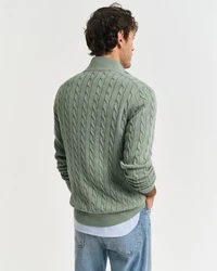 Gant Strickpullover Troyer COTTON CABLE HALF ZIP Dunkelgrün/Grün